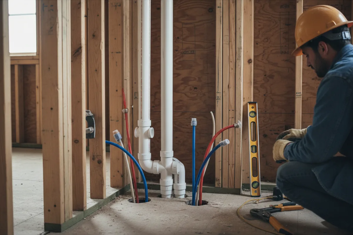 Drain and supply rough-in during Drain Cleaning in Richmondville