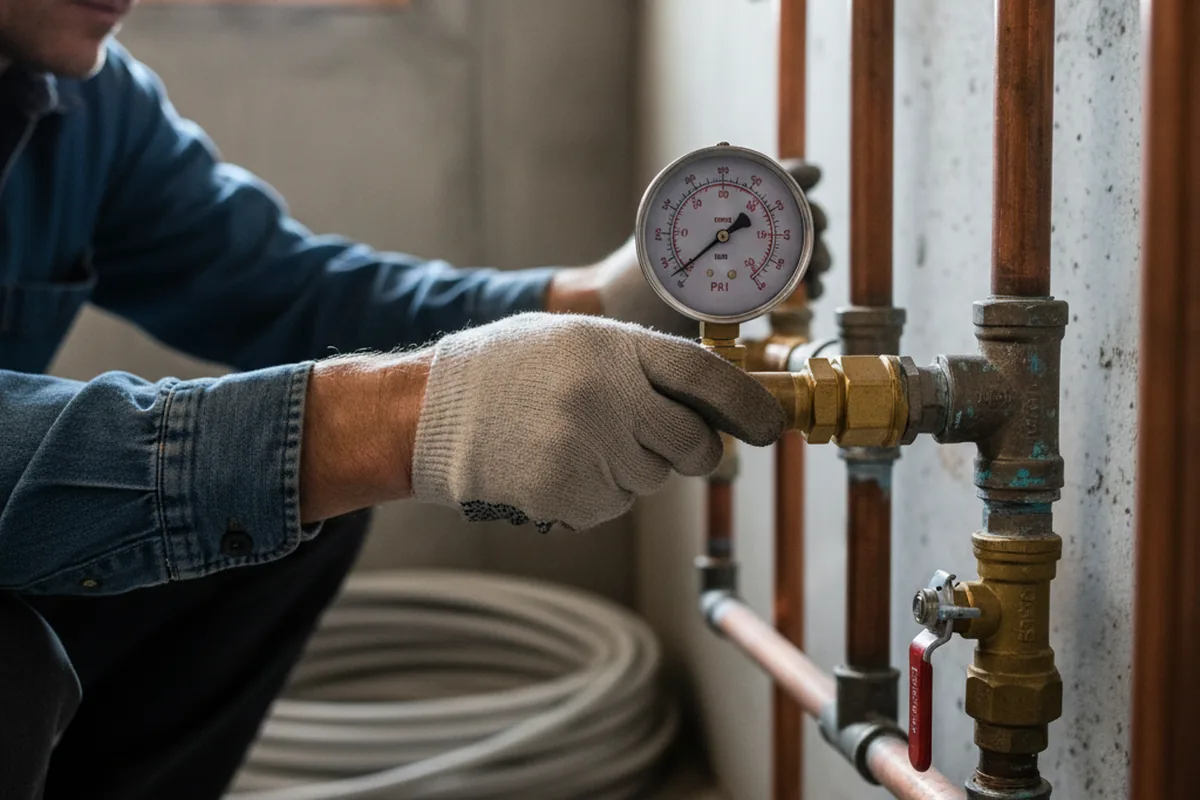 Pressure testing a repaired line during Water Line Repair in Richmondville